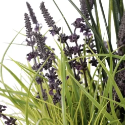 Artificial lavender and grass in a grey terrazzo beige pot, 55