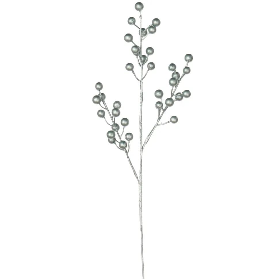 Artificial light blue berry pick, 17″