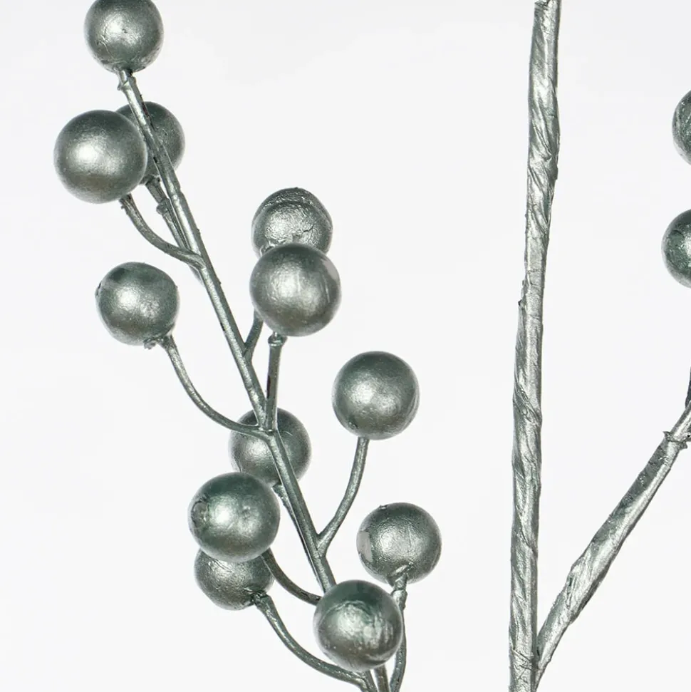 Artificial light blue berry pick, 17″