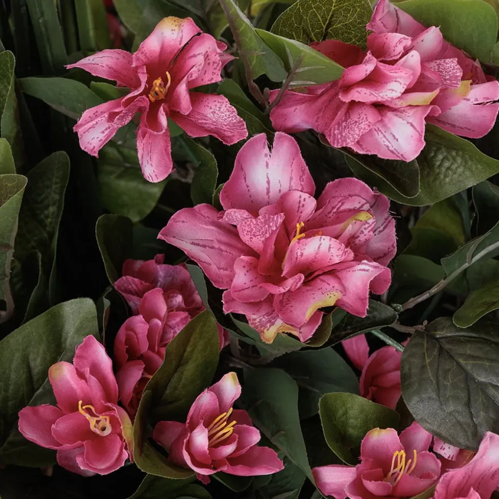 Artificial light pink azalea in a grey terrazzo beige pot, 55"