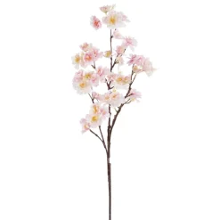 Artificial light pink cherry blossom flower stem, 38"