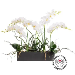 Artificial long white orchid centerpiece