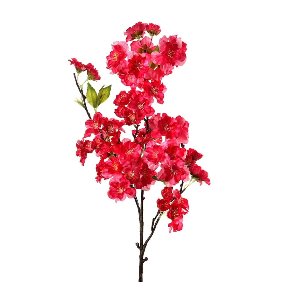 Artificial magenta cherry blossom stem, 18"