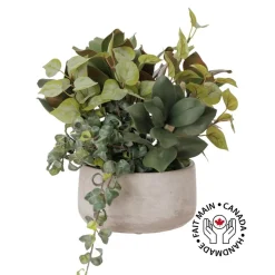 Artificial magnolia and eucalyptus centerpiece