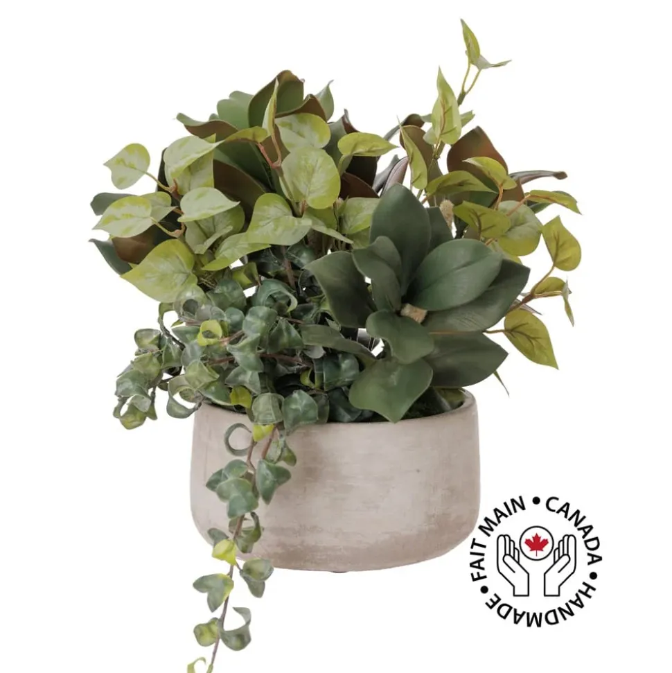 Artificial magnolia and eucalyptus centerpiece