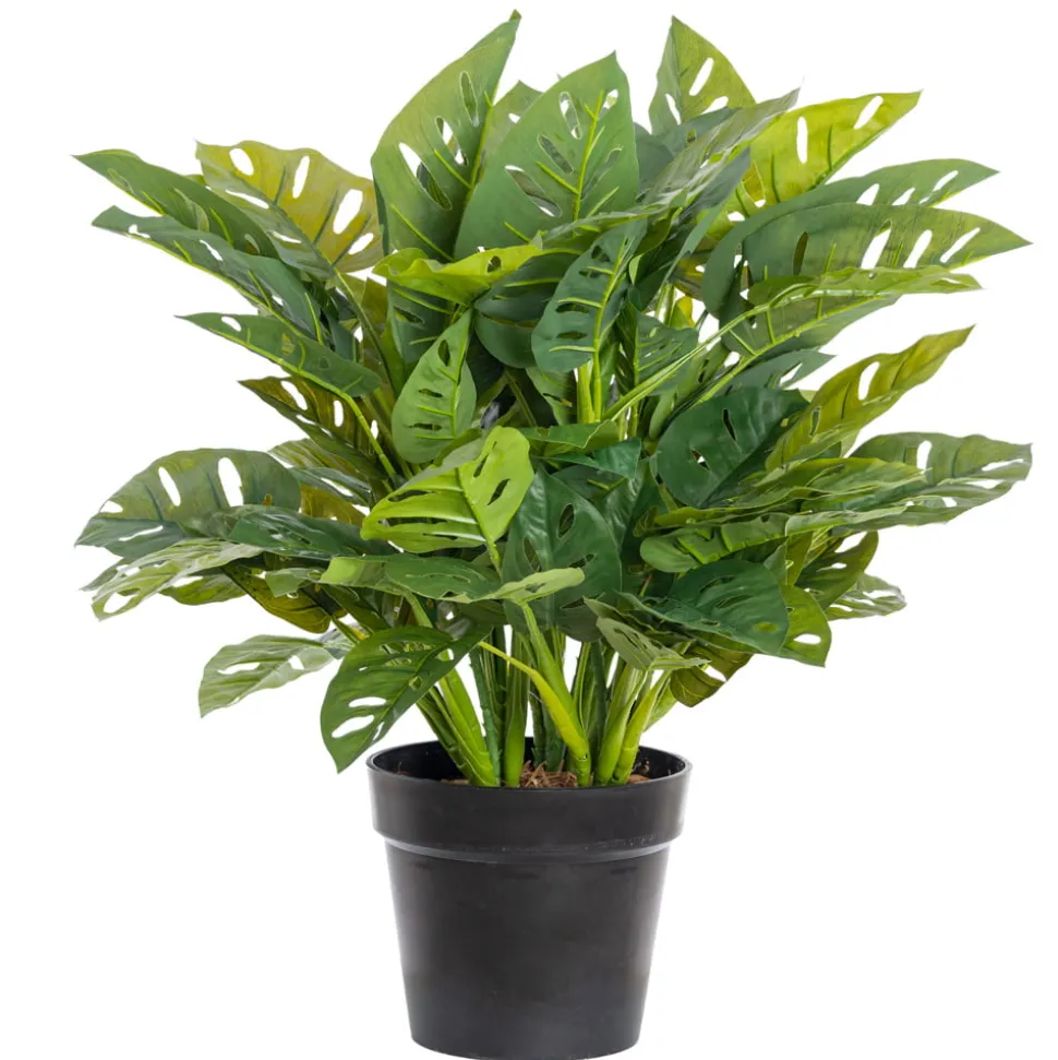 Artificial monstera in a black pot, 24 x 20"