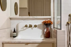 Artificial orange gypsophila bush, 15″