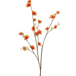 Artificial orange peach blossom flower, 43"