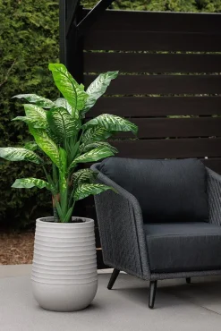 Artificial outdoor dieffenbachia in a grey terrazzo beige pot, 53"