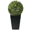 Artificial outdoor potted boxwood ball topiary, 33"