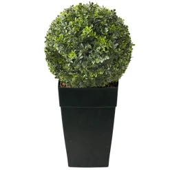 Artificial outdoor potted boxwood ball topiary, 33"