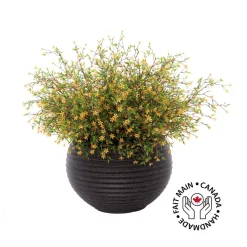 Artificial outdoor potted small yellow flowers, 24 x 29"