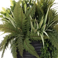 Artificial outdoor potted greenery and fern mix, 36 x 27