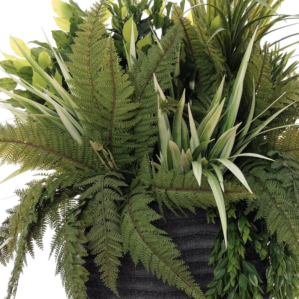Artificial outdoor potted greenery and fern mix, 36 x 27"