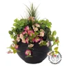 Artificial outdoor potted petunia and greenery mix, 32 x 29"
