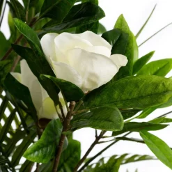 Artificial palm and magnolia outdoor arrangement