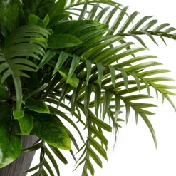 Artificial palm and magnolia outdoor arrangement