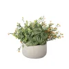Artificial peperomia and orange outdoor flower centerpiece, 13 x 14"