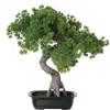 Artificial pine bonsai tree in black pot, 16 x 15”