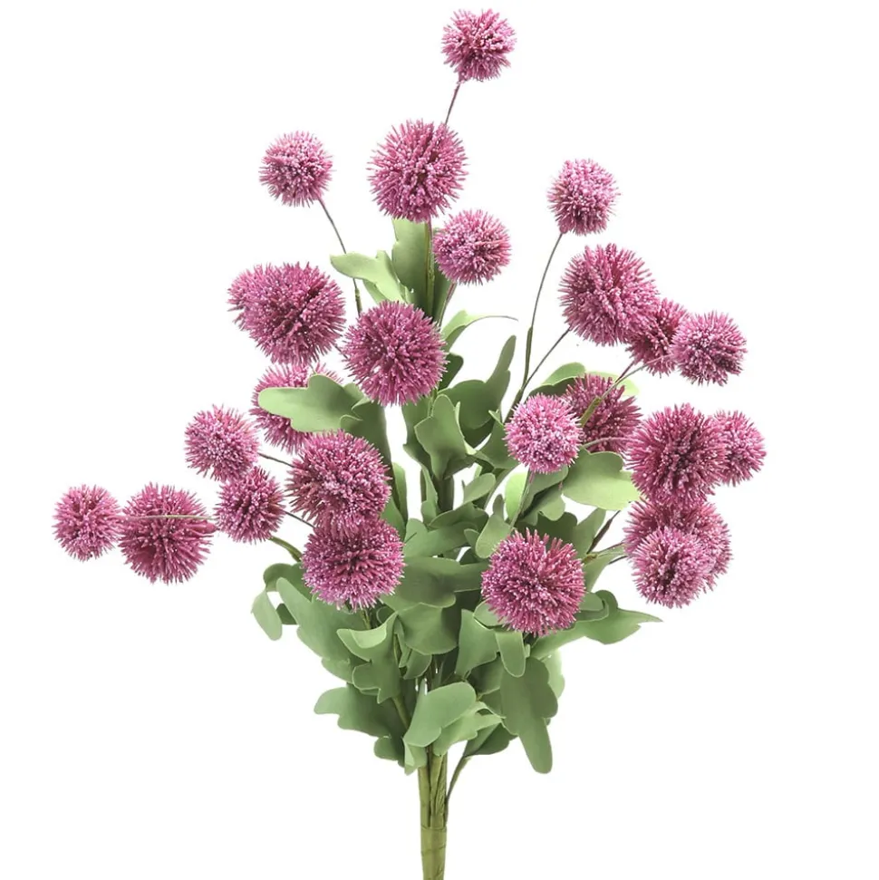 Artificial pink echinops bouquet, 20"