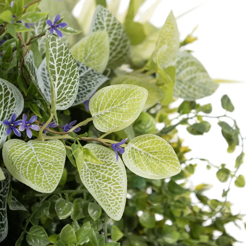 Artificial plant and purple flower outdoor planter, 55″