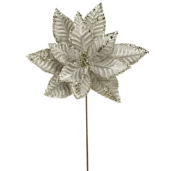 Artificial platine ribbed poinsettia, 22"