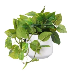 Artificial pothos in a white planter