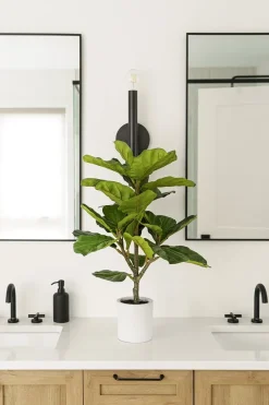 Artificial potted fiddle leaf fig, 30″