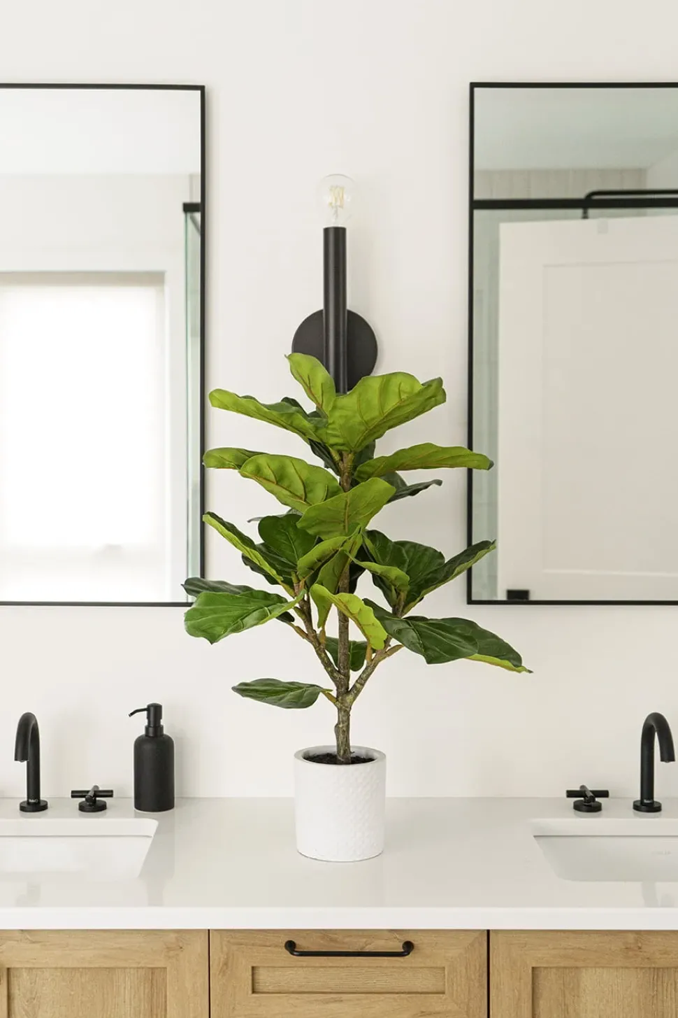 Artificial potted fiddle leaf fig, 30″