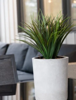 Artificial potted green grass, 15 x 12″