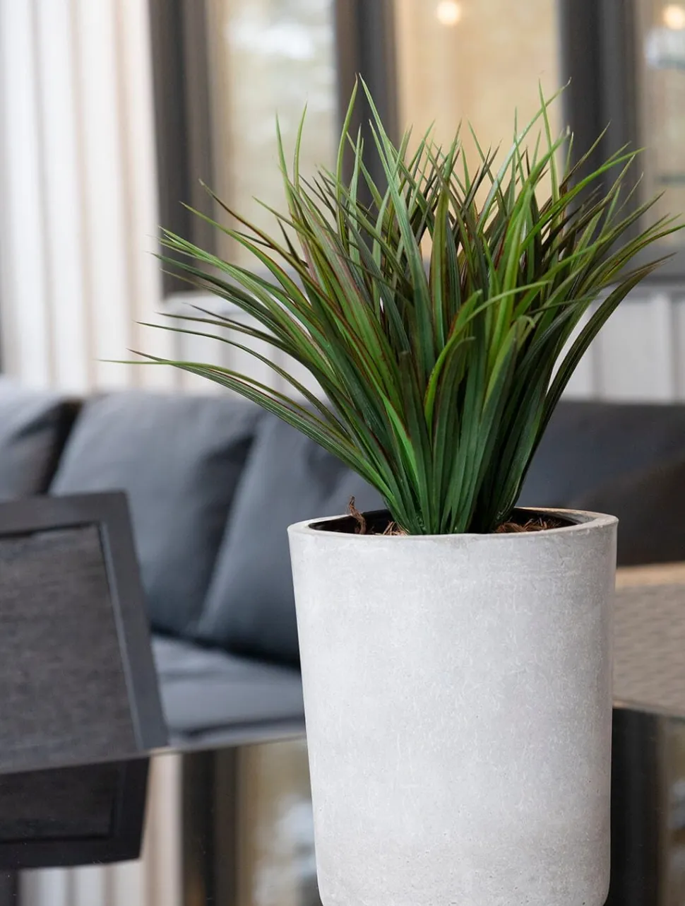 Artificial potted green grass, 15 x 12″