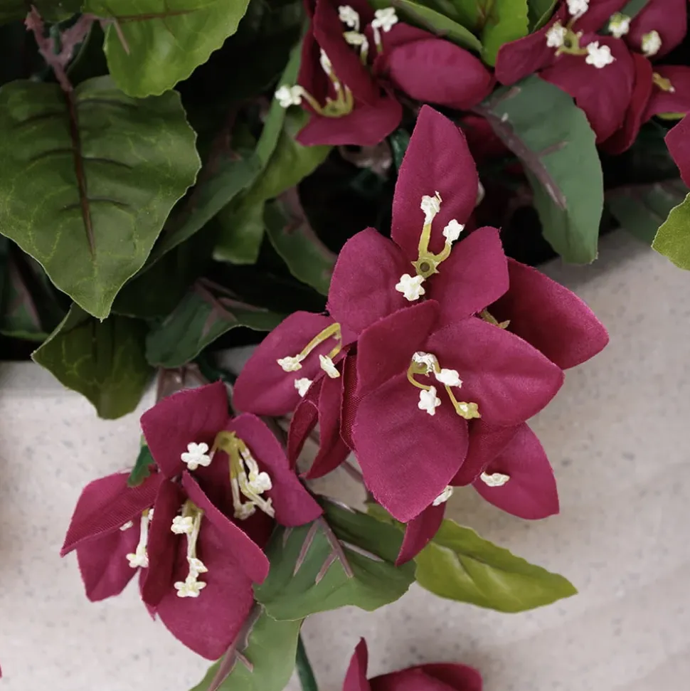 Artificial purple bougainvillea in a grey terrazzo beige pot, 55"