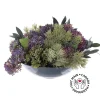 Artificial purple hydrangea and grass centerpiece