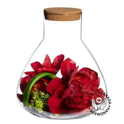Artificial red amarylis terrarium