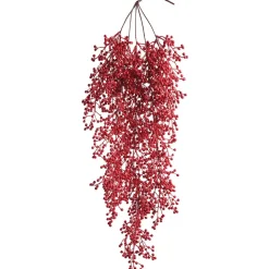 Artificial red berry hanging branch, 33″