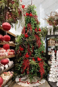 Artificial red berry hanging branch, 33″