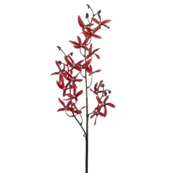 Artificial red dendrodium orchid, 30″