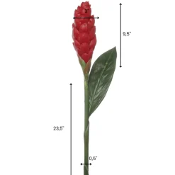 Artificial red ginger flower, 33″