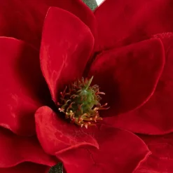 Artificial red magnolia flower on stem, 30"