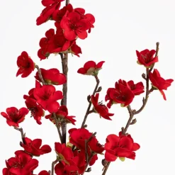 Artificial red plum blossom stem, 36"