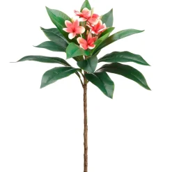 Artificial salmon plumeria flower branch, 34"