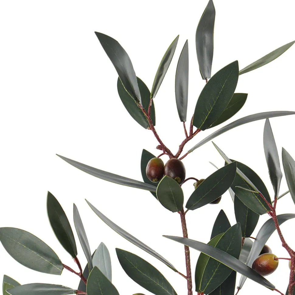Artificial small olive tree in white pot, 31″