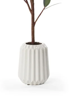 Artificial small olive tree in white pot, 31″