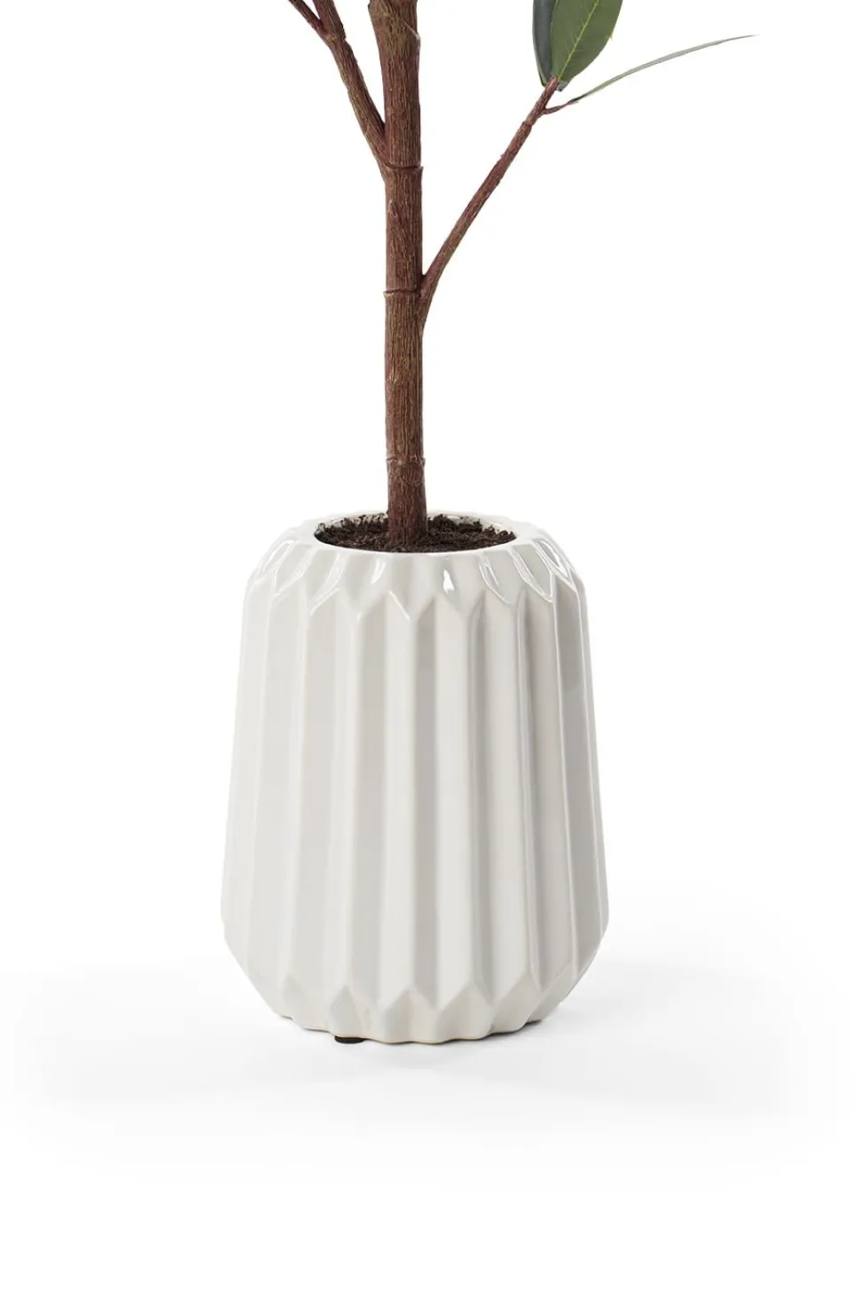 Artificial small olive tree in white pot, 31″