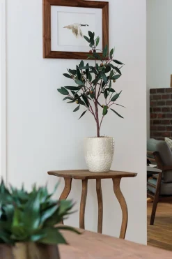 Artificial small olive tree in white pot, 31″