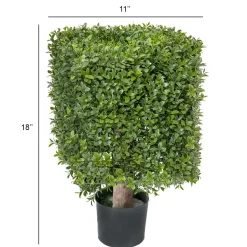 Artificial squared boxwood topiary, 18"