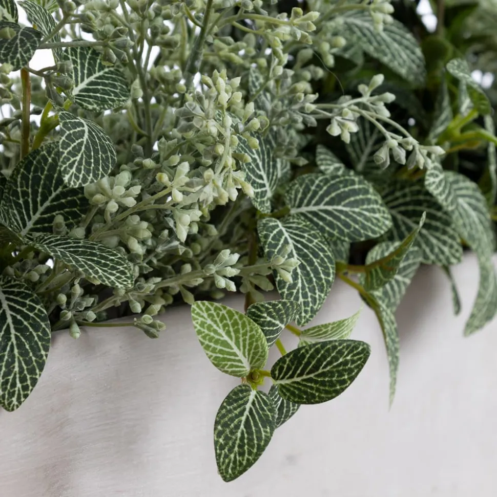 Artificial verdigris plant long centerpiece, 12 x 22"