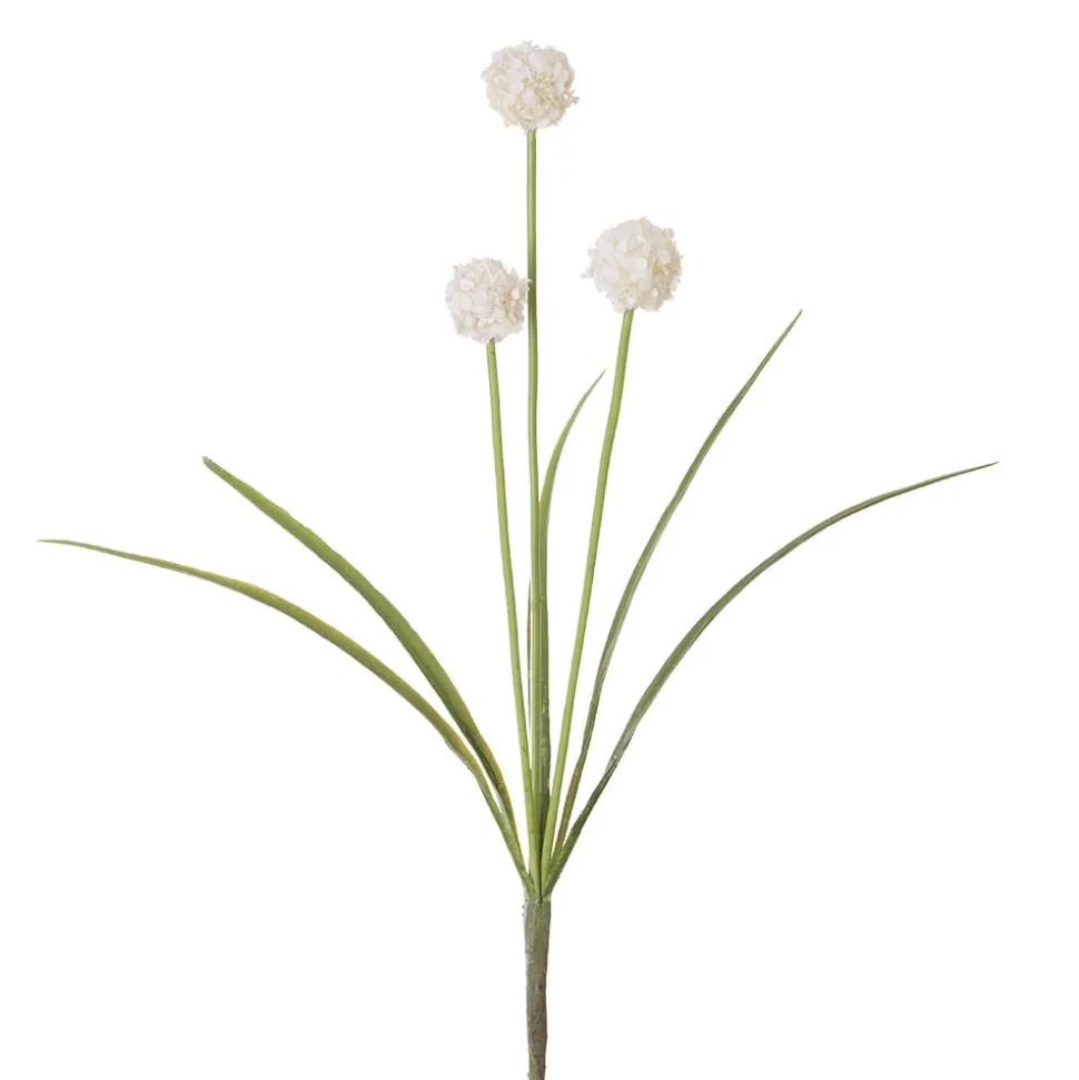 Artificial white allium flower bouquet, 21"