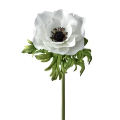 Artificial white anemone flower, 22"