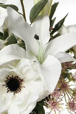 Artificial white anemone flower, 22"